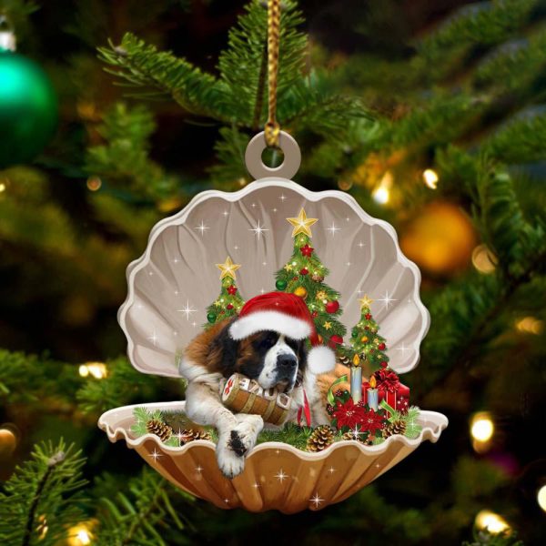 St Bernard – Sleeping Pearl in Christmas Two Sided Ornament – Christmas Ornaments For Dog Lovers