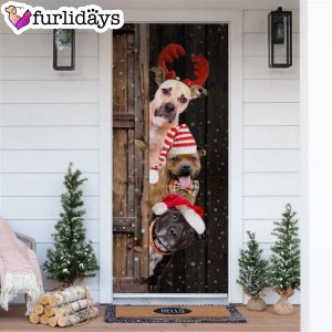 Staffordshire Bull Terrier Christmas Door Cover Xmas Gifts For Pet Lovers Christmas Decor