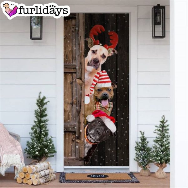 Staffordshire Bull Terrier Christmas Door Cover – Xmas Gifts For Pet Lovers – Christmas Decor