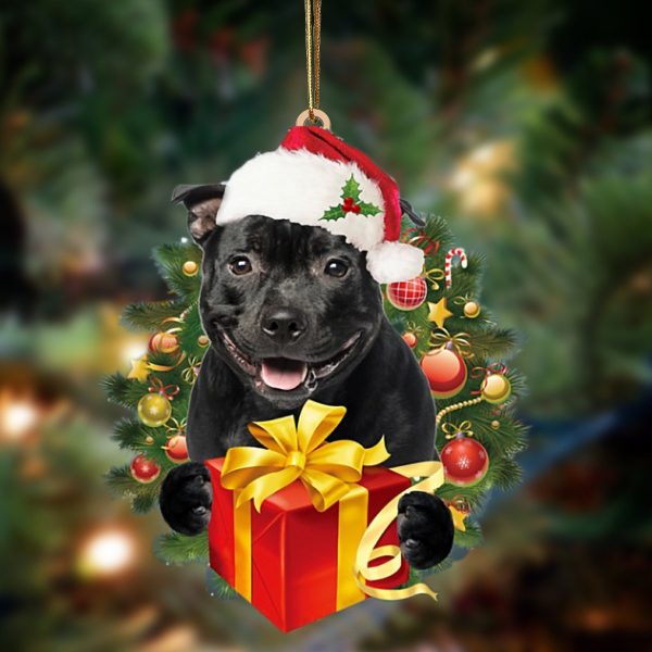 Staffordshire Bull Terrier Give Gifts Hanging Ornament – Flat Acrylic Dog Ornament – Dog Lovers Gifts For Him Or Her