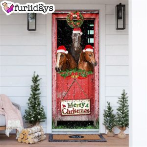 Three Horses In The Barn Door Cover Unique Gifts Doorcover Holiday Decor 6