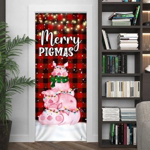 Three Pig Christmas Cattle Door Cover Merry Pigmas Unique Gifts Doorcover 4