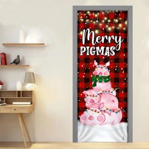 Three Pig Christmas Cattle Door Cover Merry Pigmas Unique Gifts Doorcover 5