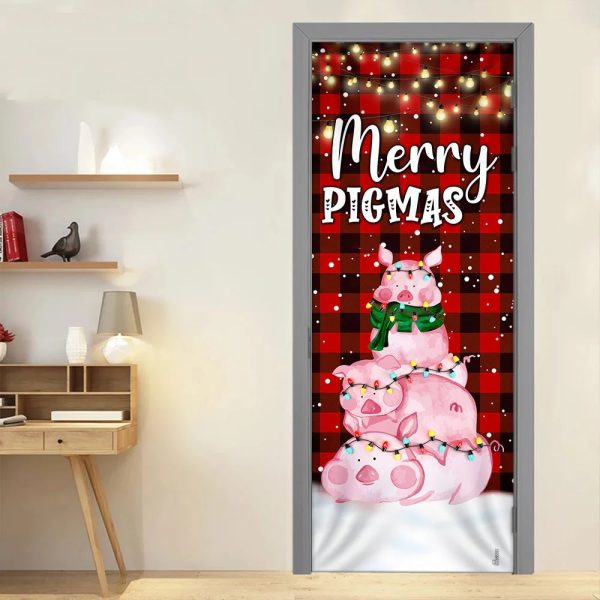 Three Pig Christmas Cattle Door Cover – Merry Pigmas – Unique Gifts Doorcover