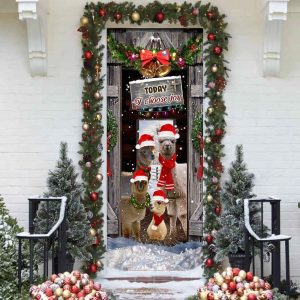 Today I Choose Joy Alpacas Farmhouse Door Cover Front Door Christmas Cover Christmas Outdoor Decoration 3
