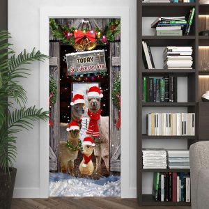 Today I Choose Joy Alpacas Farmhouse Door Cover Front Door Christmas Cover Christmas Outdoor Decoration 4