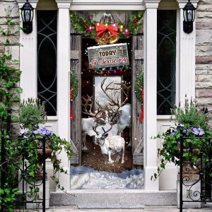 Today I Choose Joy Reindeer Farmhouse Door Cover Unique Gifts Doorcover 2