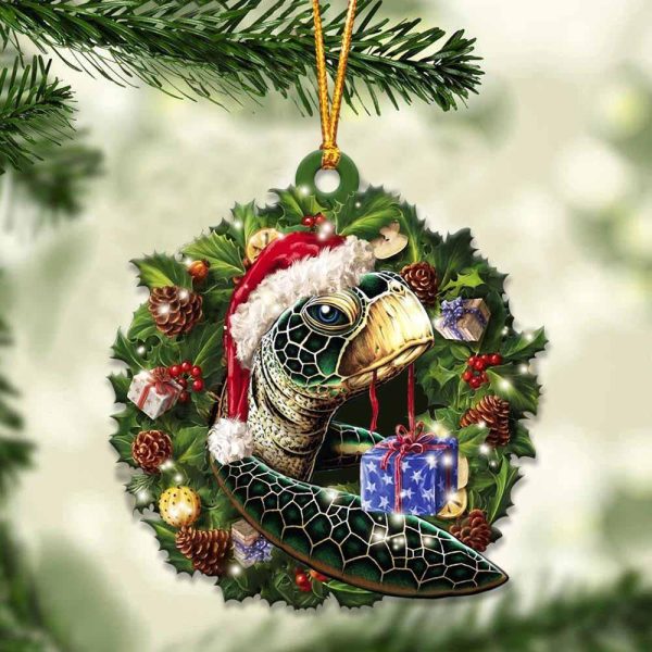 Turtle And Christmas Ornament – Acrylic Dog Ornament – Gifts For Dog Lovers