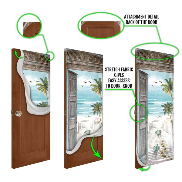 Turtle Beach Scene Door Cover – Unique Gifts Doorcover – Christmas Gift For Friends