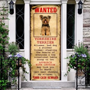 Wanted Yorkshire Terrier Door Cover Xmas Outdoor Decoration Gifts For Dog Lovers 2