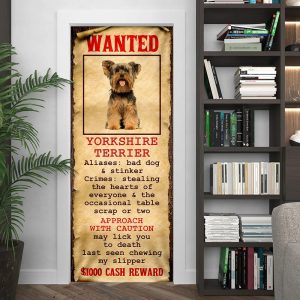 Wanted Yorkshire Terrier Door Cover Xmas Outdoor Decoration Gifts For Dog Lovers 4