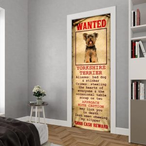 Wanted Yorkshire Terrier Door Cover Xmas Outdoor Decoration Gifts For Dog Lovers 5