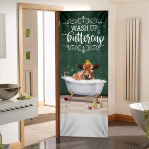 Wash Up Buttercup Cow Door Cover Xmas Outdoor Decoration Gifts For Dog Lovers 1