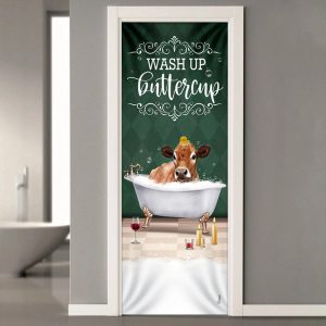 Wash Up Buttercup Cow Door Cover Xmas Outdoor Decoration Gifts For Dog Lovers 2