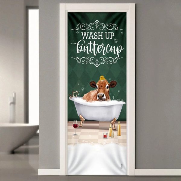 Wash Up Buttercup Cow Door Cover – Xmas Outdoor Decoration – Gifts For Dog Lovers