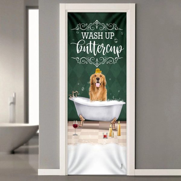 Wash Up Buttercup Golden Retriever Door Cover – Xmas Outdoor Decoration – Gifts For Dog Lovers