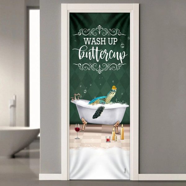 Wash Up Buttercup Turtle Door Cover – Unique Gifts Doorcover – Holiday Decor