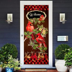 Welcome Home Cardinal Christmas Door Cover Cardinal Christmas Decor Christmas Door Cover Decorations 2