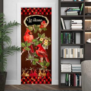 Welcome Home Cardinal Christmas Door Cover Cardinal Christmas Decor Christmas Door Cover Decorations 4