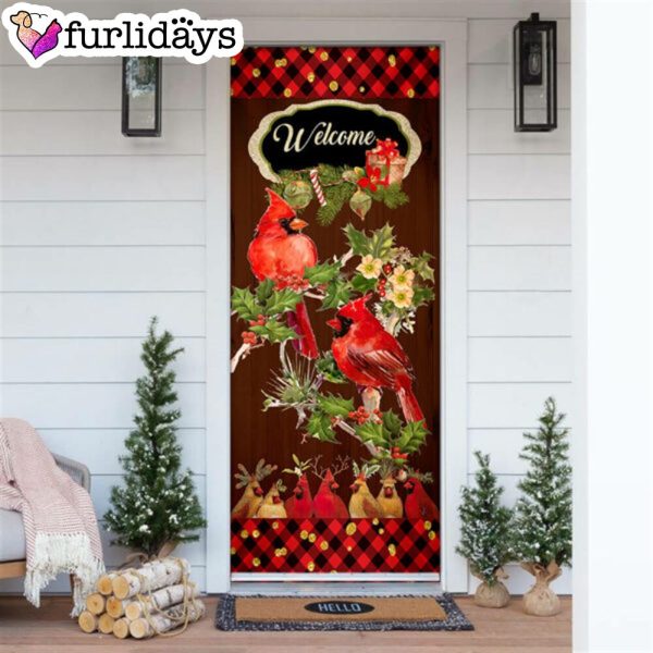 Welcome Home Cardinal Christmas Door Cover – Cardinal Christmas Decor – Christmas Door Cover Decorations
