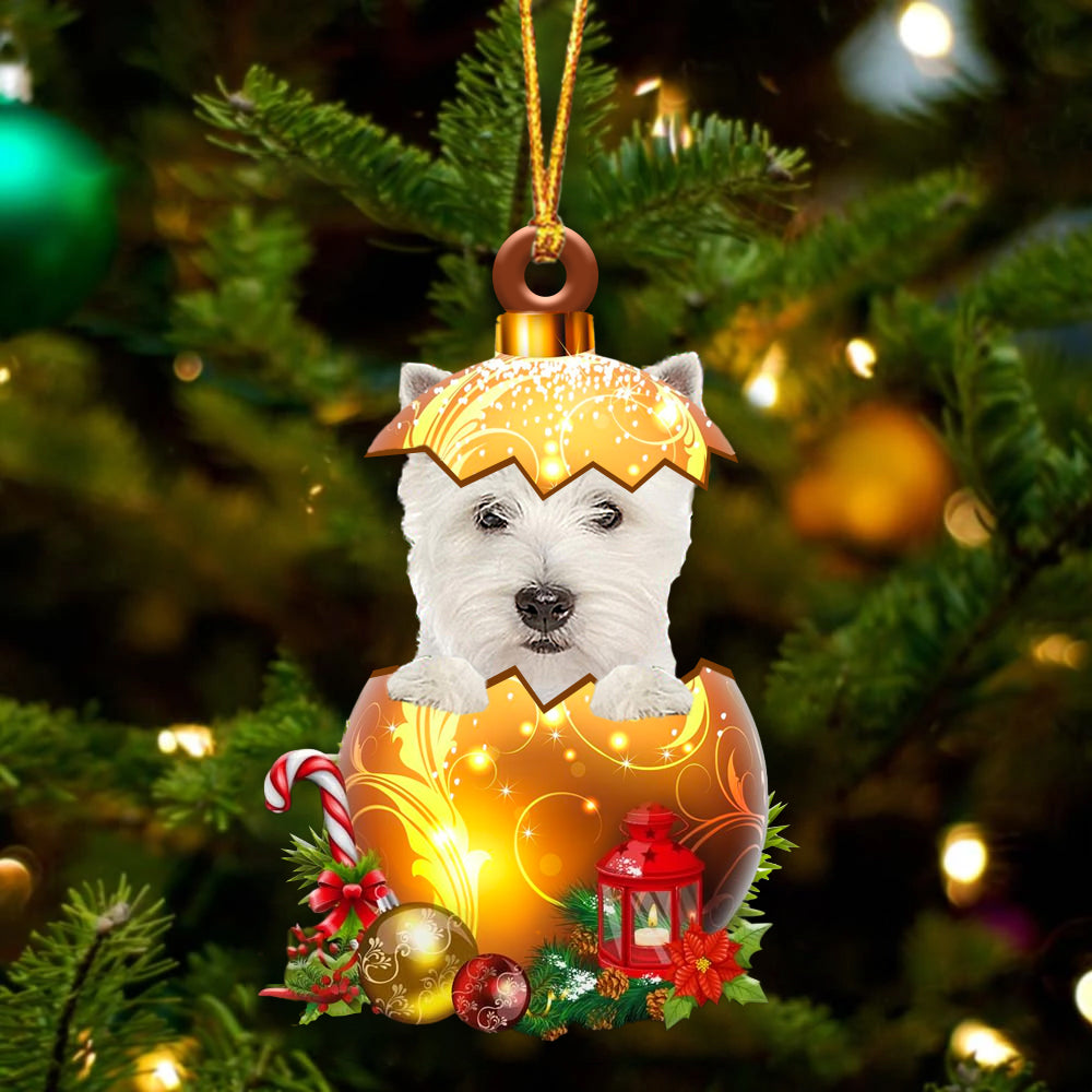 West Highland White Terrier. In Golden Egg Christmas Ornament - Car Ornament - Unique Dog Gifts For Owners