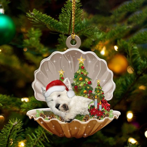 West Highland White Terrier – Sleeping Pearl in Christmas Two Sided Ornament – Christmas Ornaments For Dog Lovers