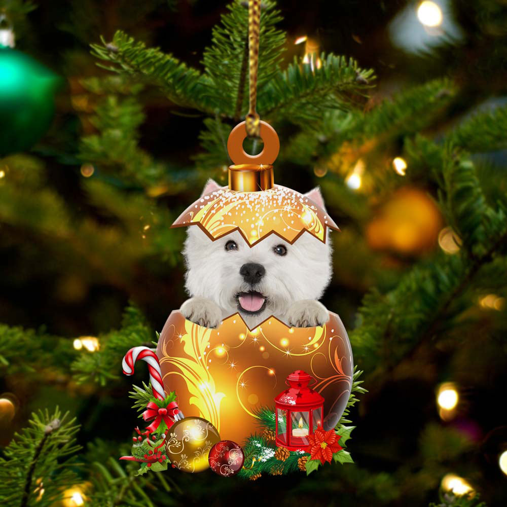 West Highland White Terrier 03 In Golden Egg Christmas Ornament - Car Ornament - Unique Dog Gifts For Owners