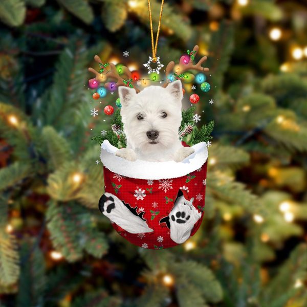 West Highland White Terrier In Snow Pocket Christmas Ornament – Two Sided Christmas Plastic Hanging