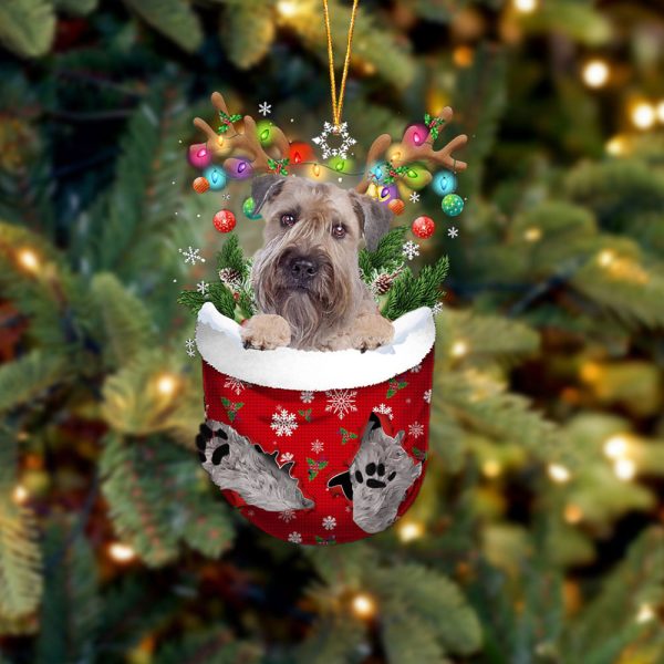 Wheaten Terrier In Snow Pocket Christmas Ornament – Two Sided Christmas Plastic Hanging
