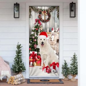White German Shepherd Christmas Door Cover Unique Gifts Doorcover 1