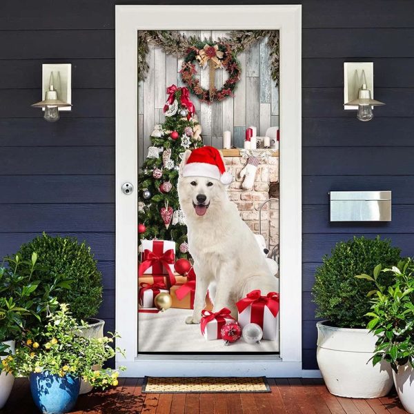 White German Shepherd Christmas Door Cover – Unique Gifts Doorcover