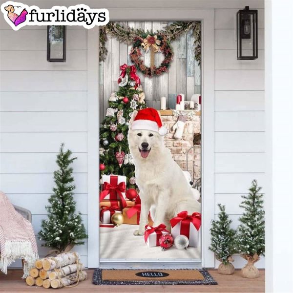 White German Shepherd Christmas Door Cover – Xmas Gifts For Pet Lovers – Christmas Decor