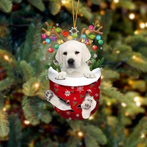 White Labrador In Snow Pocket Christmas…