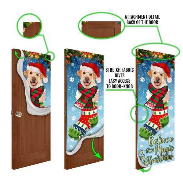 Yellow Lab In Sock Door Cover Believe In The Magic Of Christmas Labrador Retriever – Gifts For Dog Lovers