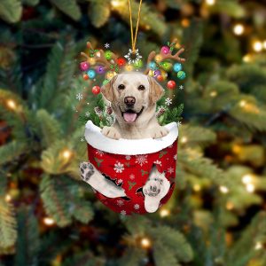 Yellow Labrador In Snow Pocket Christmas…