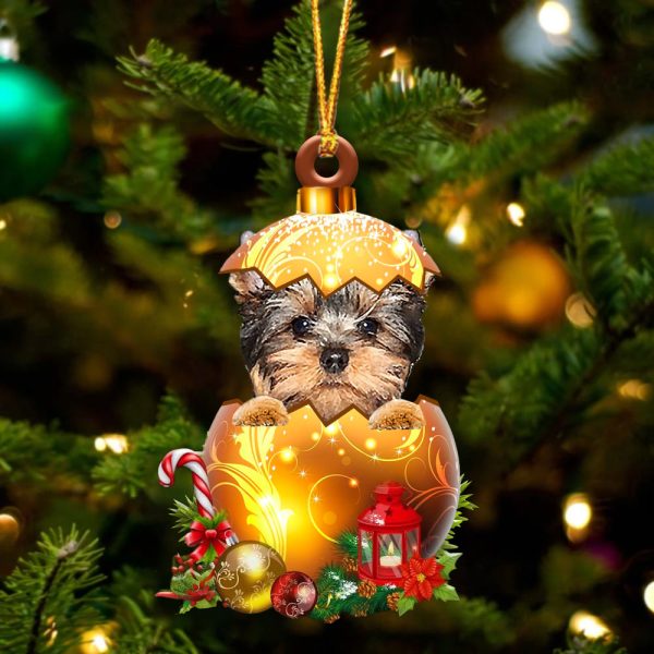 Yorkshire Terrier .In Golden Egg Christmas Ornament – Car Ornament – Unique Dog Gifts For Owners