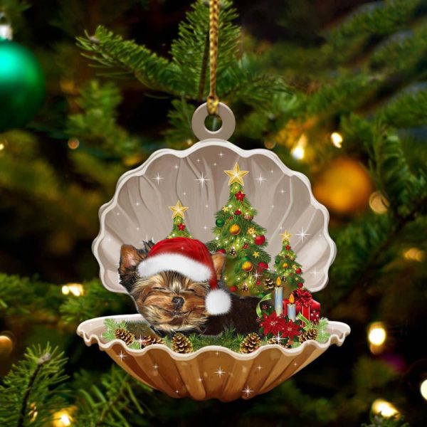 Yorkshire Terrier 2 – Sleeping Pearl in Christmas Two Sided Ornament – Christmas Ornaments For Dog Lovers