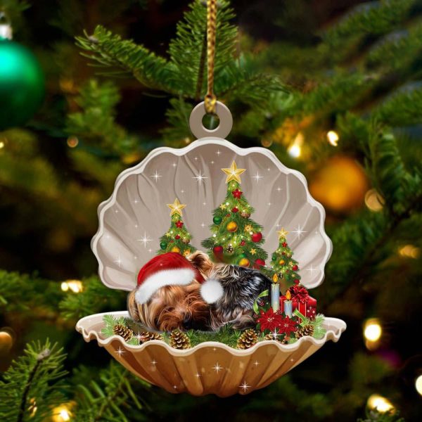 Yorkshire Terrier 3 – Sleeping Pearl in Christmas Two Sided Ornament – Christmas Ornaments For Dog Lovers