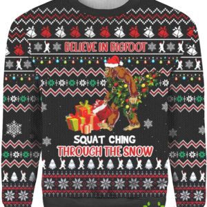 Believe in Bigfoot Ugly Christmas Sweater-…