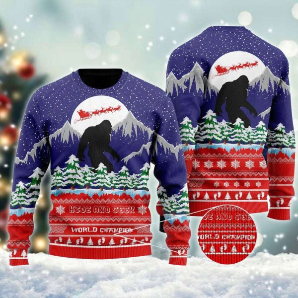 Christmas With Bigfoot Ugly Sweater Gift For Christmas