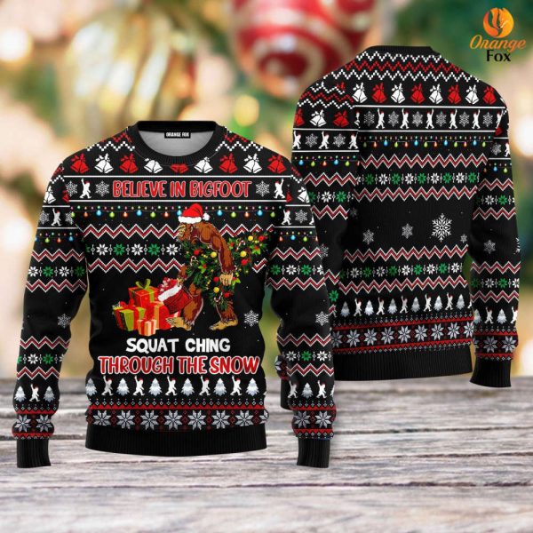 Believe In Bigfoot Squat Ugly Christmas Sweater For – Gift For Christmas UH1211