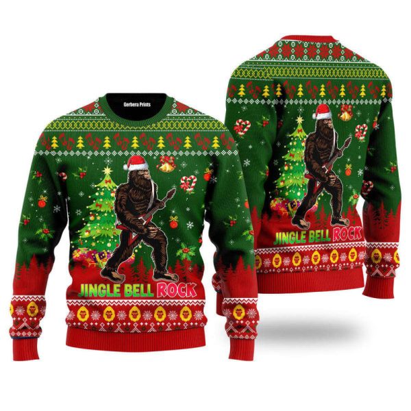 Jingle Bell Rock Bigfoot Guitar Ugly Christmas Sweater – Gift For Christmas UH1252
