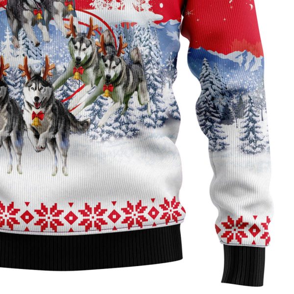 Siberian Husky Santa Claus Ugly Christmas Sweater Gift