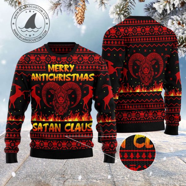 Merry Antichristmas Satan Claus Ugly Christmas Sweater Gift