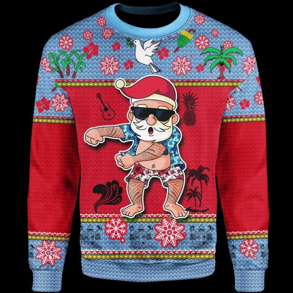 Namishirt Fiji Christmas Sweater – Santa Claus Polynesian Tattoo