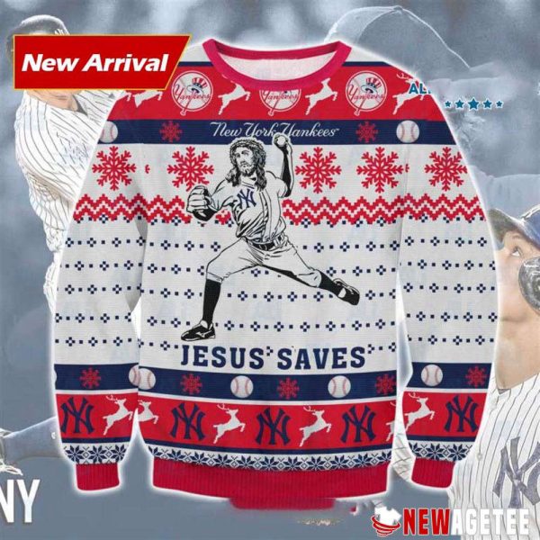 Jesus Saves New York Yankees Ugly Christmas Sweater