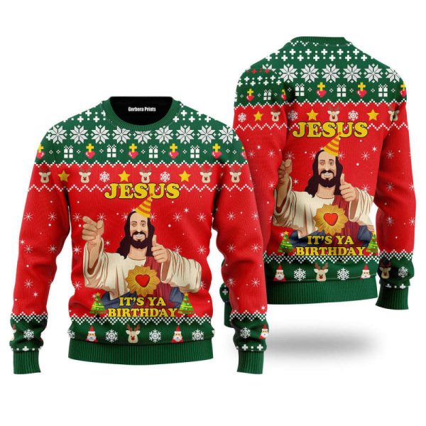 Jesus It’s Ya Birthday Ugly Christmas Sweater For Men & Women UH1707