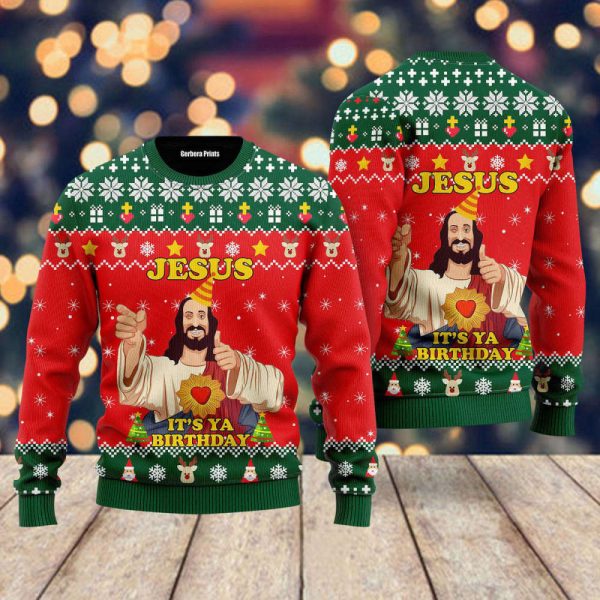Jesus It’s Ya Birthday Ugly Christmas Sweater For Men & Women UH1707