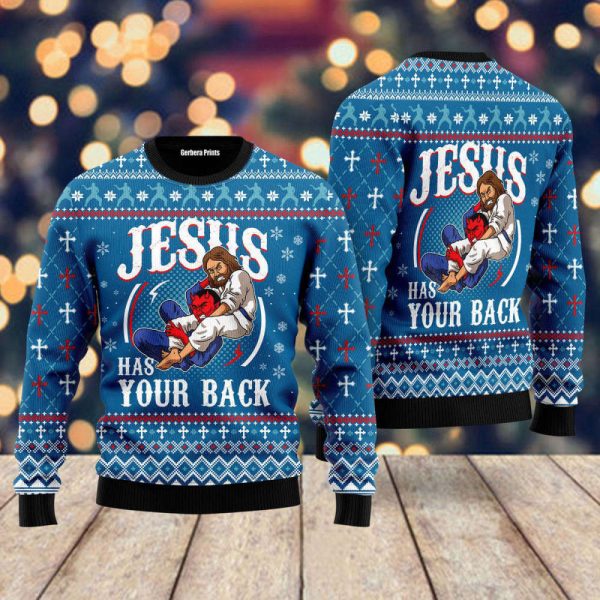 Jesus Has Your Back Ugly Christmas Sweater For Men & Women UH1258