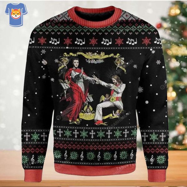 Jesus And Elvis Presley For Ugly Sweater For Woman